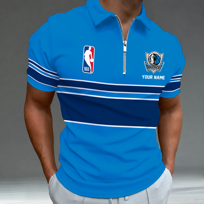 [HOT DEAL] NEW CUSTOMIZED NBA18 DMA DALLAS MAVERICKS ZIP POLO SHIRT