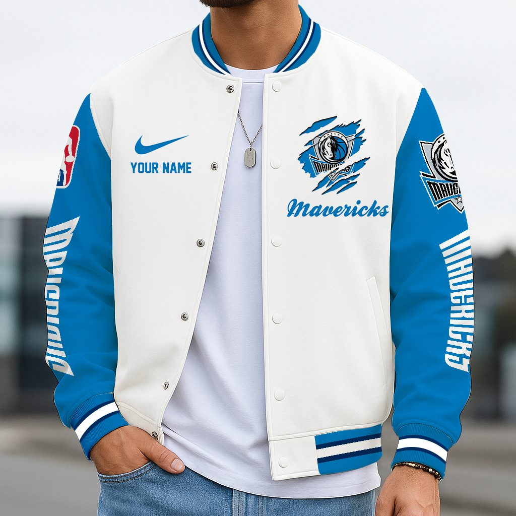 LIMITED EDITION - NEW CUSTOMIZED NBA18 DMA DL MAVERICKS BASEBALL JACKET, SATIN VARSITY JACKET