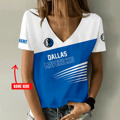 [HOT DEAL] NEW CUSTOMIZED NBA18 DMA DALLAS MAVERICKS V-NECK FEMALE SHIRT