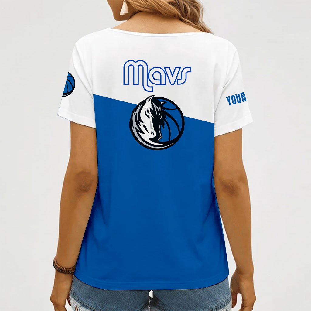 [HOT DEAL] NEW CUSTOMIZED NBA18 DMA DALLAS MAVERICKS V-NECK FEMALE SHIRT