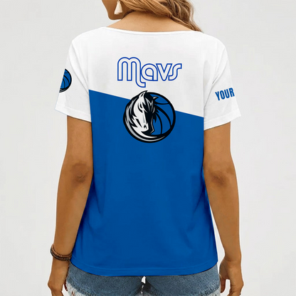 [HOT DEAL] NEW CUSTOMIZED NBA18 DMA DALLAS MAVERICKS V-NECK FEMALE SHIRT
