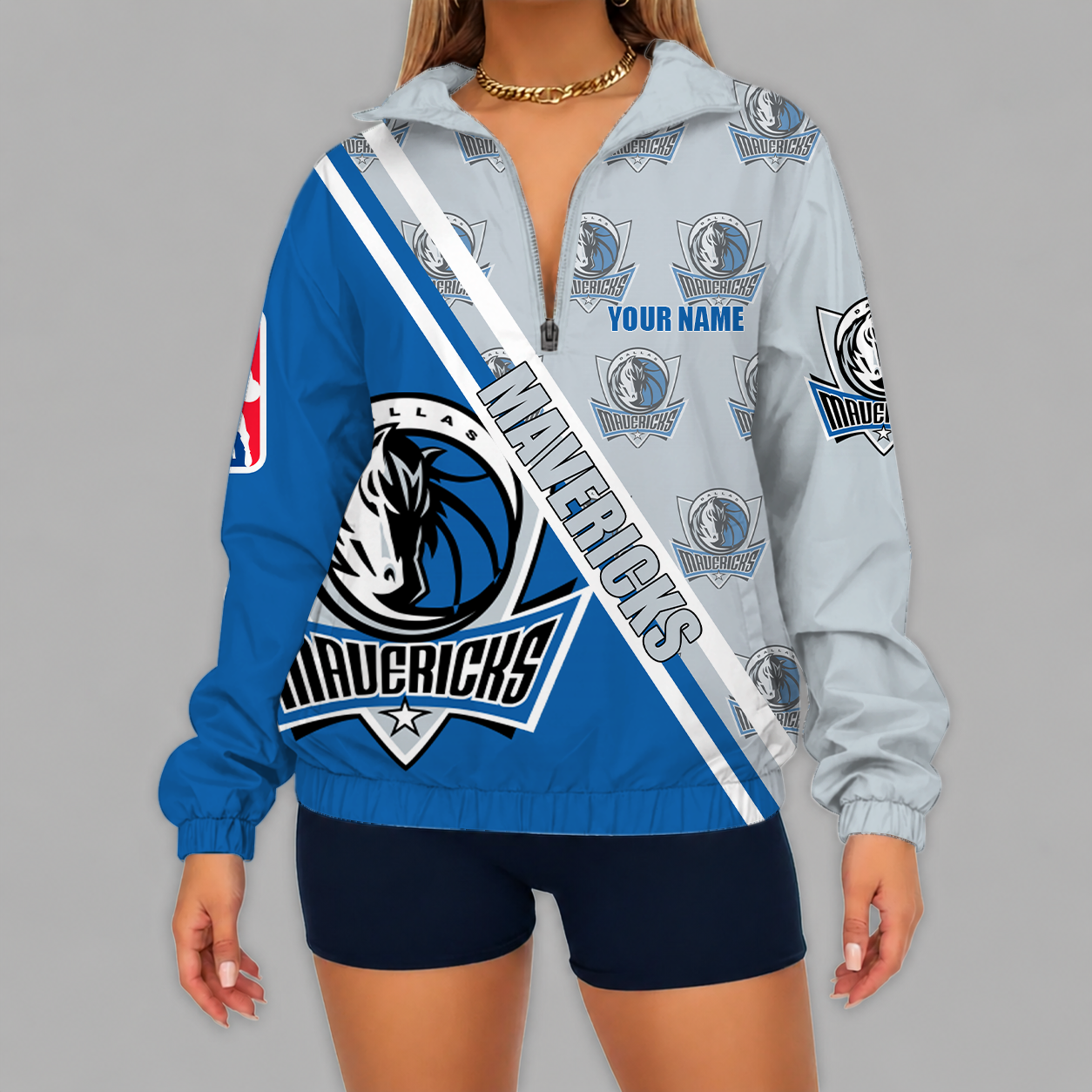 [HOT DEAL] NEW CUSTOMIZED NBA18 DMA DALLAS MAVERICKS V-NECK ZIPPER SWEATSHIRT JACKET