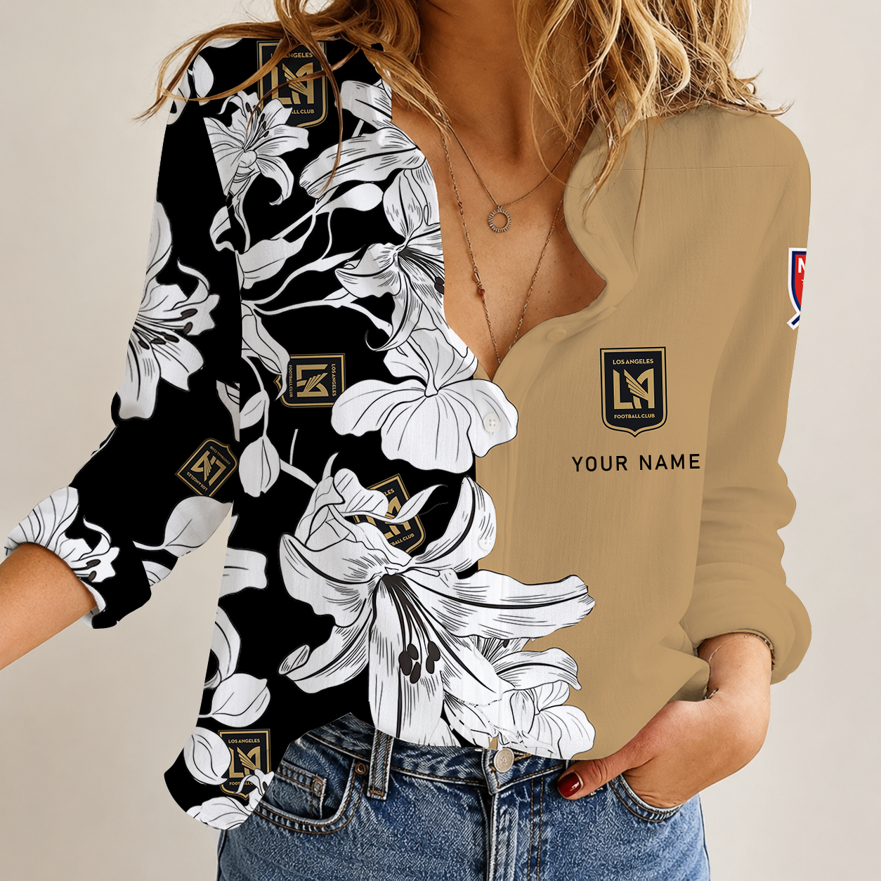 [FAN EXCLUSIVE] NEW CUSTOMIZED MLS18 LBJ LOS ANGELES FC WOMEN CASUAL SHIRT