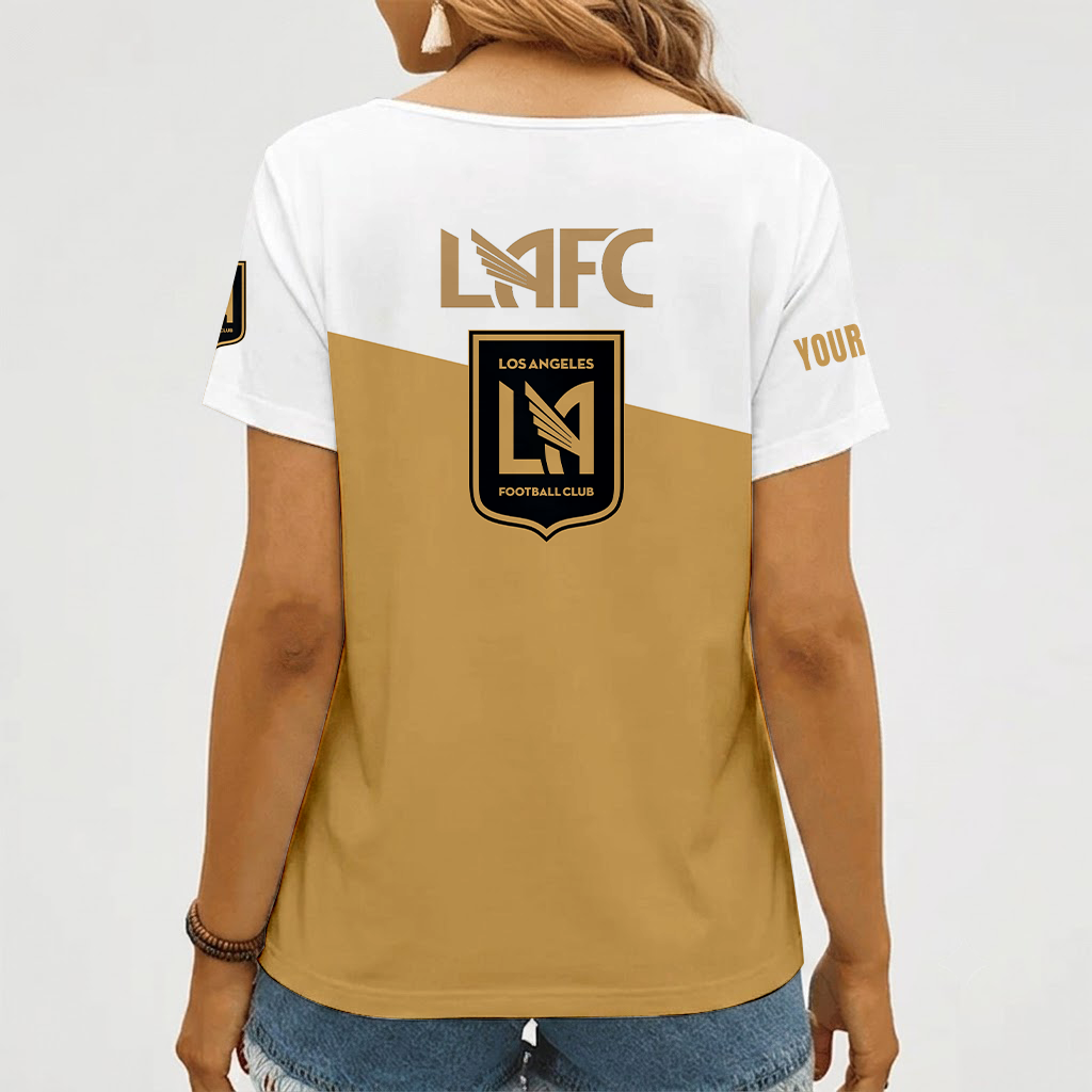 [FAN EXCLUSIVE] NEW CUSTOMIZED MLS18 LAF LOS ANGELES FC V-NECK FEMALE SHIRT