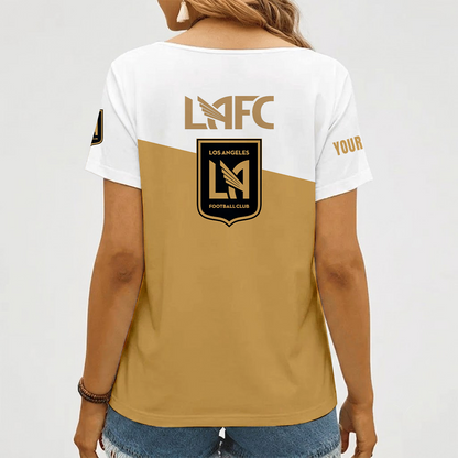 [FAN EXCLUSIVE] NEW CUSTOMIZED MLS18 LAF LOS ANGELES FC V-NECK FEMALE SHIRT