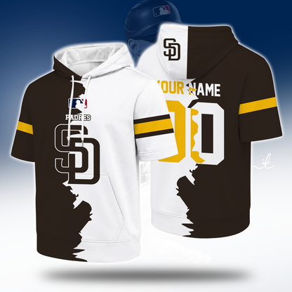 LIMITED EDITION - NEW CUSTOMIZED MLB18 SDP SAN DIEGO PADRES SHORT SLEEVE HOODIE
