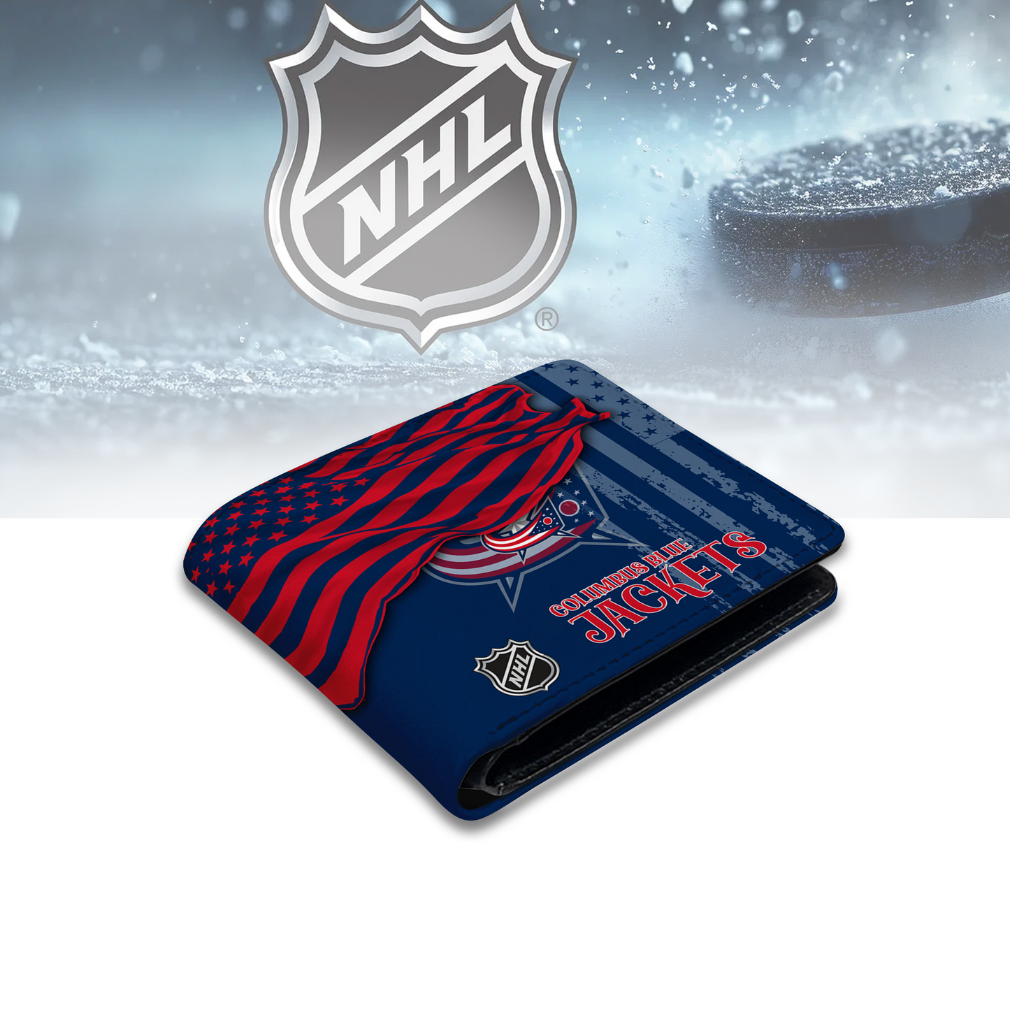 [SUPER SALE ] NEW CUSTOMIZED NHL18 CBJ COLUMBUS BLUE JACKETS LEATHER WALLET