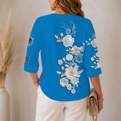 [HOT DEAL] NEW CUSTOMIZED NBA18 DMA DALLAS MAVERICKS WOMEN'S V-NECK LONG SLEEVE SHIRT