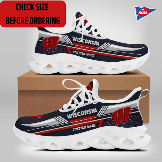 ELITE EDITION - NEW CUSTOMIZED NCAA FBS18 WSB WISCONSIN BADGERS CLUNKY SNEAKERS
