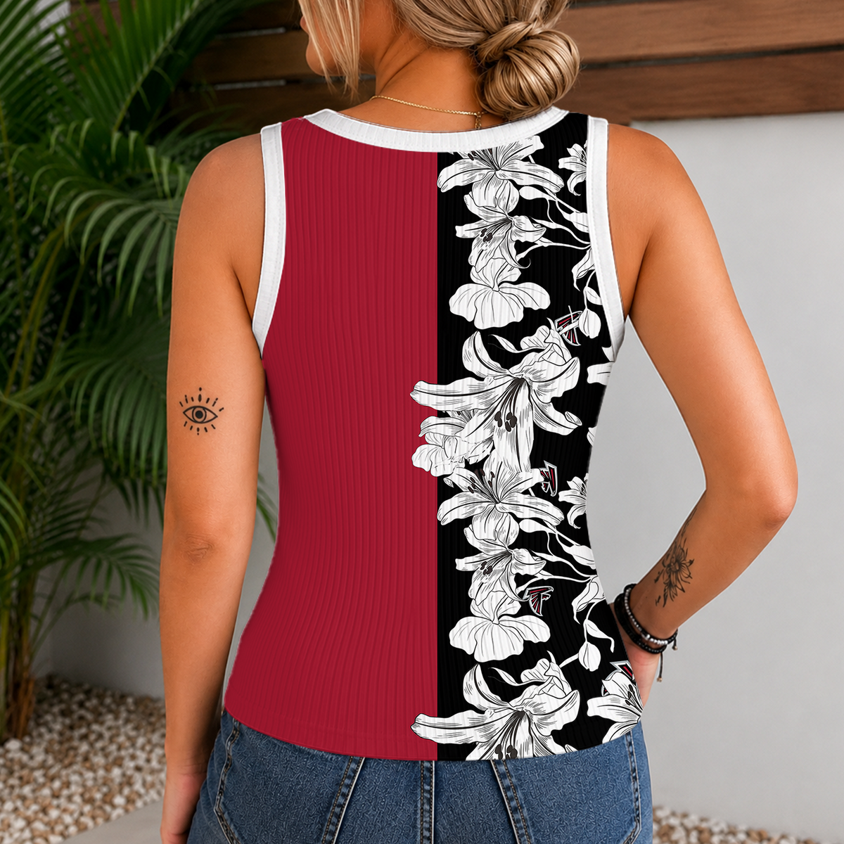 [SPECIAL OFFER] NEW CUSTOMIZED NFL18 ATF ATLANTA FALCONS WOMEN'S V-NECK TANK TOP