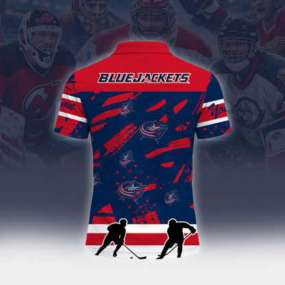 [SUPER SALE] NEW CUSTOMIZED NHL18 CBJ COLUMBUS BLUE JACKETS POLO SHIRT