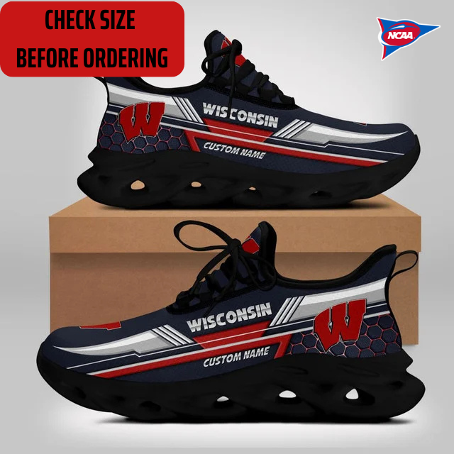 ELITE EDITION - NEW CUSTOMIZED NCAA FBS18 WSB WISCONSIN BADGERS CLUNKY SNEAKERS