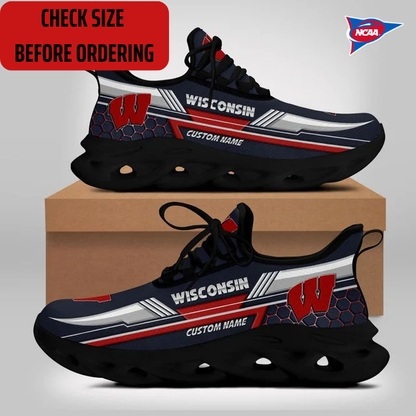 ELITE EDITION - NEW CUSTOMIZED NCAA FBS18 WSB WISCONSIN BADGERS CLUNKY SNEAKERS