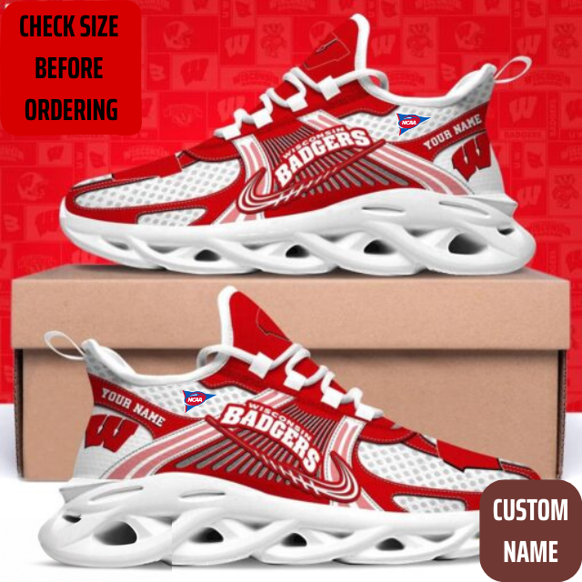VIRAL EDITION - NEW CUSTOMIZED NCAA FBS18 WSB WISCONSIN BADGERS CLUNKY SNEAKERS