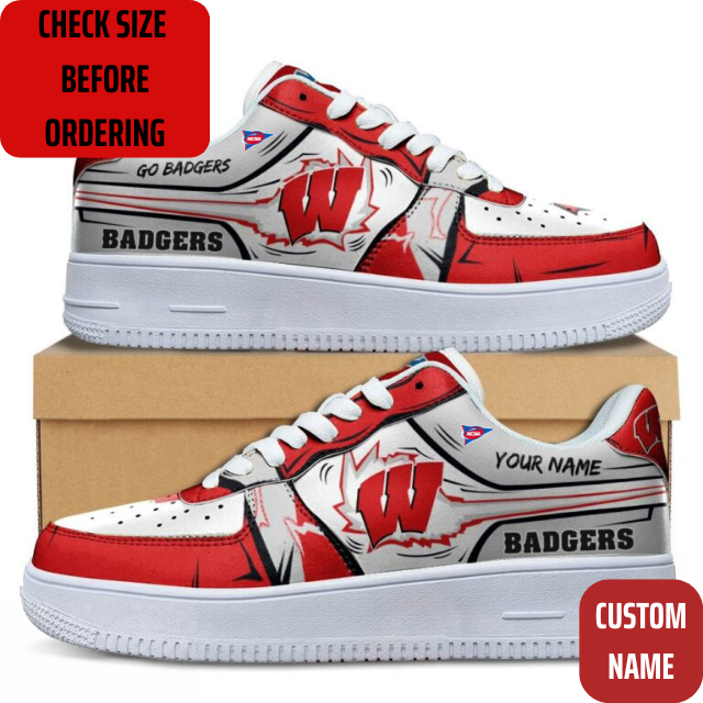 VIRAL EDITION - NEW CUSTOMIZED NCAA FBS18 WSB WISCONSIN BADGERS AF1 SHOES