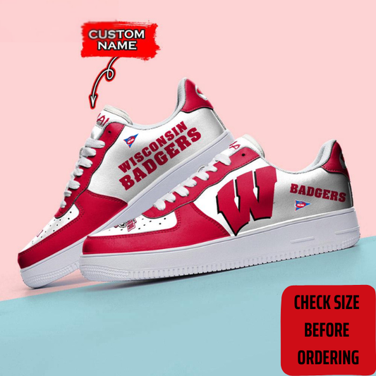 ELITE EDITION - NEW CUSTOMIZED NCAA FBS18 WSB WISCONSIN BADGERS AF1 SHOES