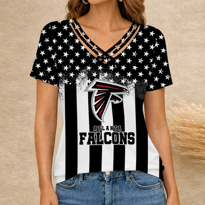 [SPECIAL OFFER] NEW CUSTOMIZED NFL18 ATF ATLANTA FALCONS V-NECK SHIRT