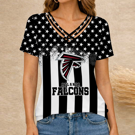 [SPECIAL OFFER] NEW CUSTOMIZED NFL18 ATF ATLANTA FALCONS V-NECK SHIRT
