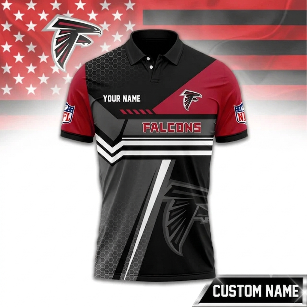 SPECIAL EDITION - NEW CUSTOMIZED NFL18 ATF ATLANTA FALCONS POLO SHIRT, ZIP POLO SHIRT & T-SHIRTS