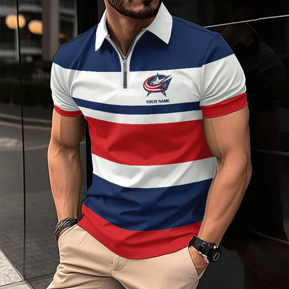 EXCLUSIVE EDITION - NEW CUSTOMIZED NHL18 CBJ COLUMBUS BLUE JACKETS POLO SHIRT, ZIP POLO SHIRT & T-SHIRTS