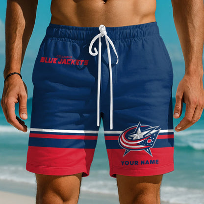 EXCLUSIVE EDITION - NEW CUSTOMIZED NHL18 CBJ COLUMBUS BLUE JACKETS SHORT PANTS