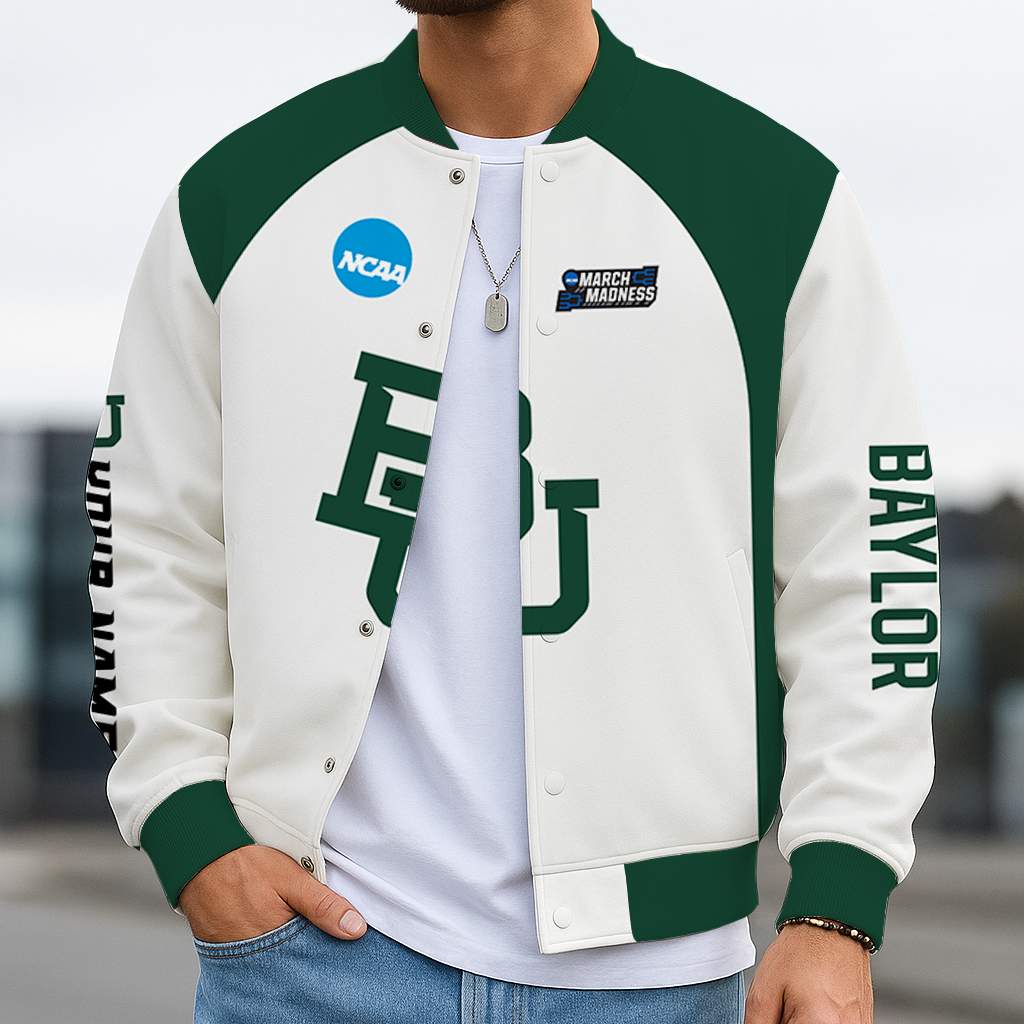 LIMITED EDITION - NEW CUSTOMIZED NCAA MAM18 BAB BAYLOR BEARS BASEBALL JACKET, SATIN VARSITY JACKET