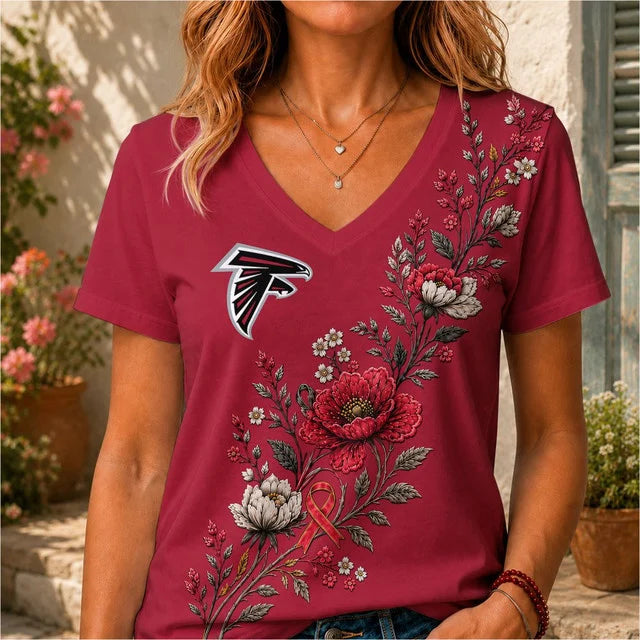 ELITE EDITION - NEW CUSTOMIZED NFL18 ATF ATLANTA FALCONS V-NECK FEMALE SHIRT