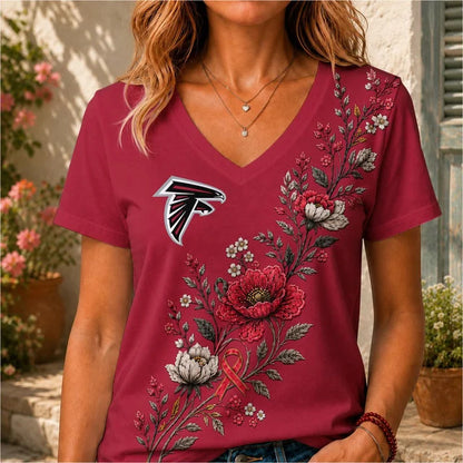 ELITE EDITION - NEW CUSTOMIZED NFL18 ATF ATLANTA FALCONS V-NECK FEMALE SHIRT