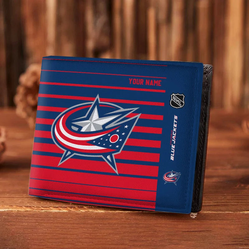 VIRAL EDITION - NEW CUSTOMIZED NHL18 CBJ COLUMBUS BLUE JACKETS LEATHER WALLET