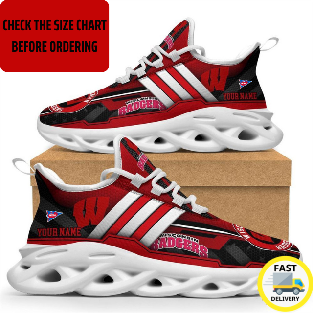 ELITE EDITION - NEW CUSTOMIZED NCAA FBS18 WSB WISCONSIN BADGERS CLUNKY SNEAKERS