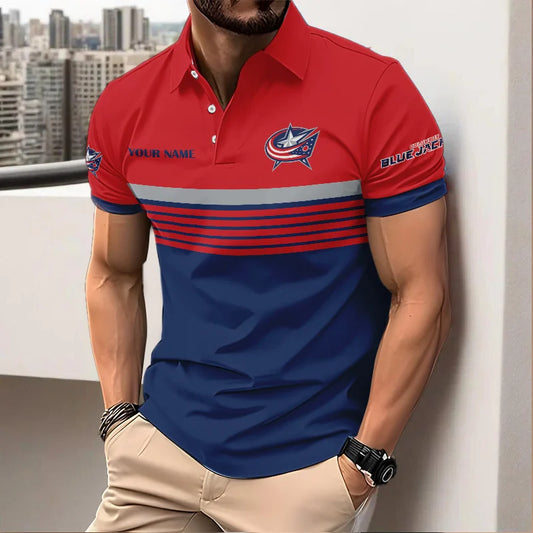 VIRAL EDITION - NEW CUSTOMIZED NHL18 CBJ COLUMBUS BLUE JACKETS POLO SHIRT, ZIP POLO SHIRT & T-SHIRTS
