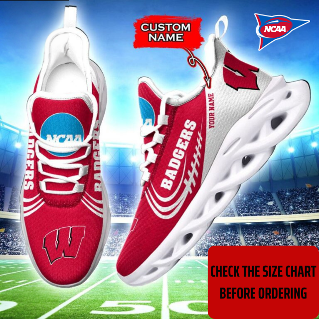 ELITE EDITION - NEW CUSTOMIZED NCAA FBS18 WSB WISCONSIN BADGERS CLUNKY SNEAKERS