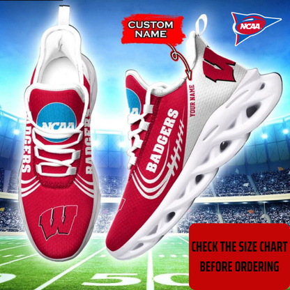 ELITE EDITION - NEW CUSTOMIZED NCAA FBS18 WSB WISCONSIN BADGERS CLUNKY SNEAKERS