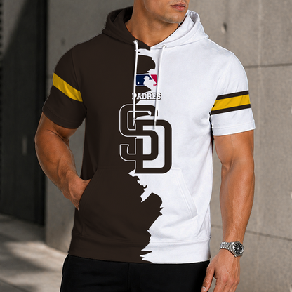 LIMITED EDITION - NEW CUSTOMIZED MLB18 SDP SAN DIEGO PADRES SHORT SLEEVE HOODIE