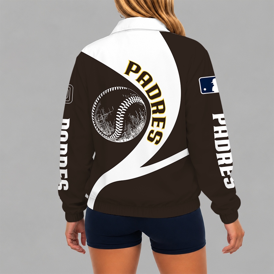 [FLASH SALE] NEW CUSTOMIZED MLB18 SDP SAN DIEGO PADRES V-NECK ZIPPER SWEATSHIRT JACKET