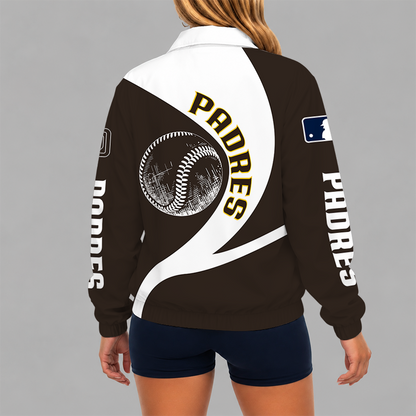 [FLASH SALE] NEW CUSTOMIZED MLB18 SDP SAN DIEGO PADRES V-NECK ZIPPER SWEATSHIRT JACKET