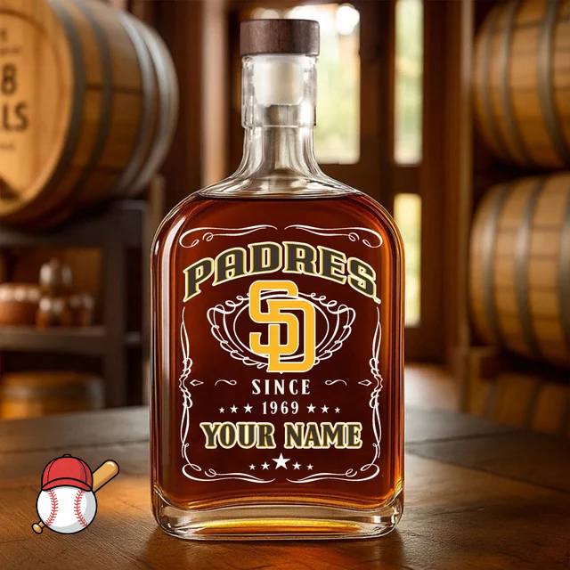 LIMITED EDITION - NEW CUSTOMIZED MLB18 SDP SAN DIEGO PADRES LUXURY WHISKEY BOTTLE 450ML