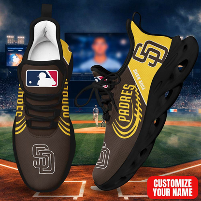 LIMITED EDITION - NEW CUSTOMIZED MLB18 SDP SAN DIEGO PADRES PREMIUM CLUNKY SNEAKERS