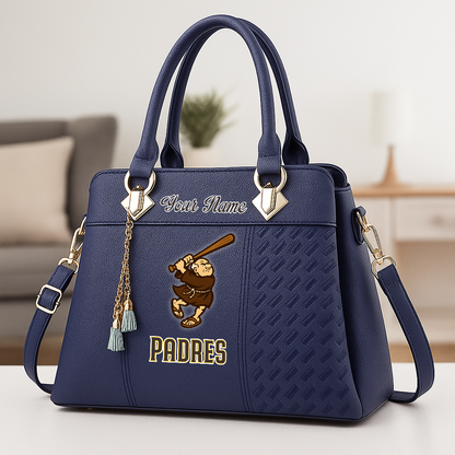 LIMITED EDITION - NEW CUSTOMIZED MLB18 SDP SAN DIEGO PADRES ZIP HANDBAG MULTICOLOR