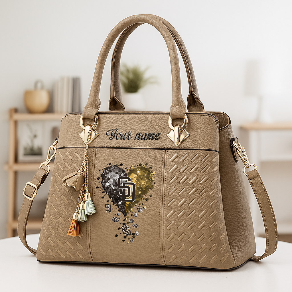 LIMITED EDITION - NEW CUSTOMIZED MLB18 SDP SAN DIEGO PADRES ZIP HANDBAG MULTICOLOR
