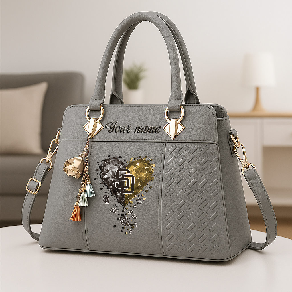 LIMITED EDITION - NEW CUSTOMIZED MLB18 SDP SAN DIEGO PADRES ZIP HANDBAG MULTICOLOR