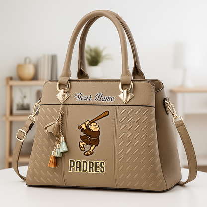 LIMITED EDITION - NEW CUSTOMIZED MLB18 SDP SAN DIEGO PADRES ZIP HANDBAG MULTICOLOR