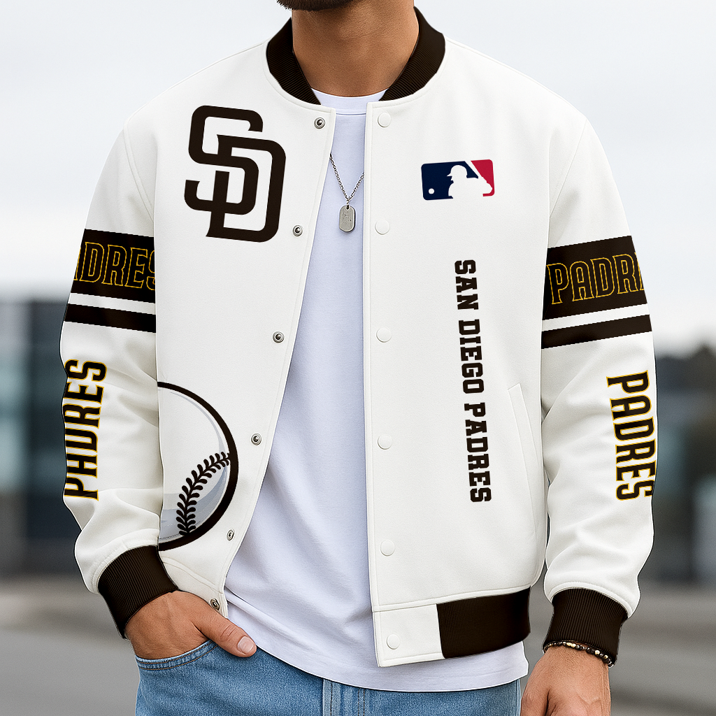 LIMITED EDITION - NEW CUSTOMIZED MLB18 SDP SAN DIEGO PADRES BASEBALL JACKET, SATIN VARSITY JACKET