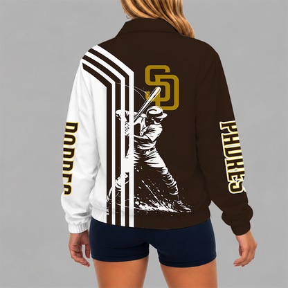 [FLASH SALE] NEW CUSTOMIZED MLB18 SDP SAN DIEGO PADRES V-NECK ZIPPER SWEATSHIRT JACKET