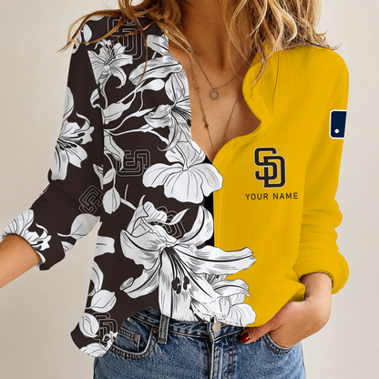[FLASH SALE] NEW CUSTOMIZED MLB18 SDP SAN DIEGO PADRES WOMEN CASUAL SHIRT