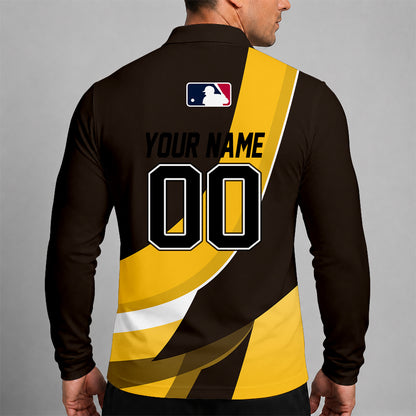 [FLASH SALE] NEW CUSTOMIZED MLB18 SDP SAN DIEGO PADRES MEN'S LONG SLEEVE POLO