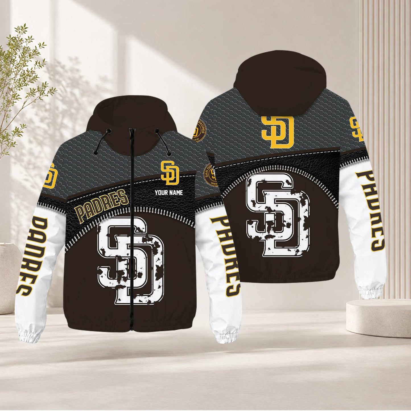 LIMITED EDITION - NEW CUSTOMIZED MLB18 SDP SAN DIEGO PADRES WINDBREAKER JACKET