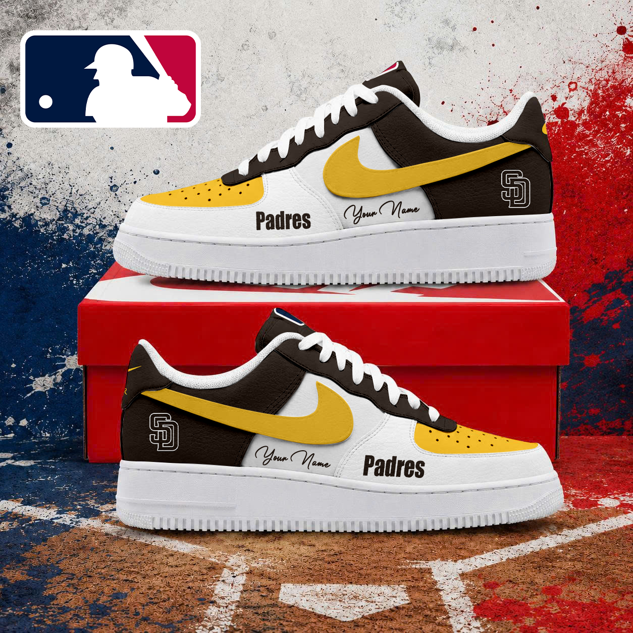 VIRAL EDITION - NEW CUSTOMIZED MLB18 SDP SAN DIEGO PADRES AF1 SHOES