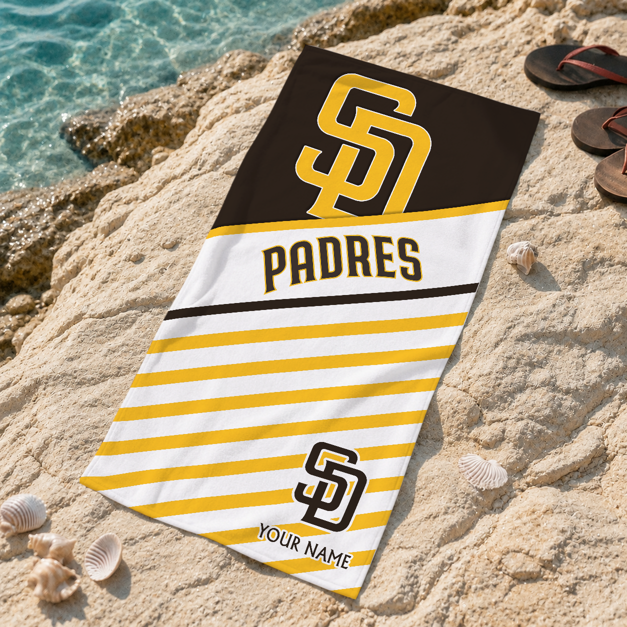 HOT DEAL - NEW CUSTOMIZED MLB18 SDP SAN DIEGO PADRES BEACH TOWEL FOR FAN