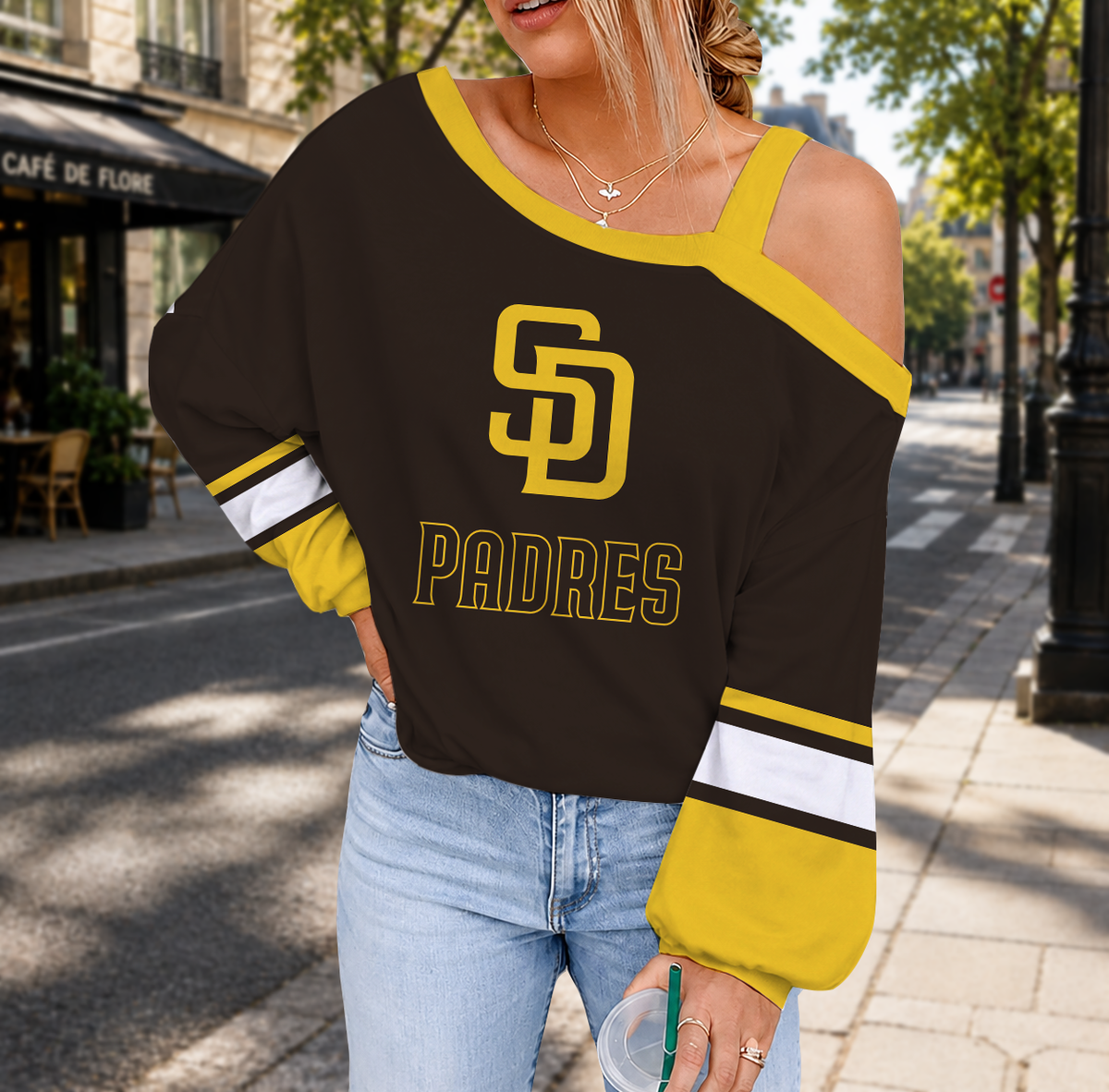 SPECIAL EDITION - NEW CUSTOMIZED MLB18 SDP SAN DIEGO PADRES DROP SHOULDER SWEATSHIRT